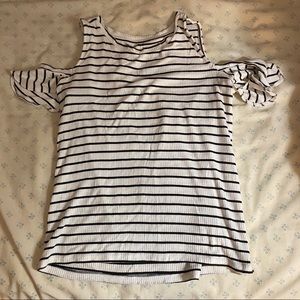 American Eagle ribbed cold shoulder stripped top